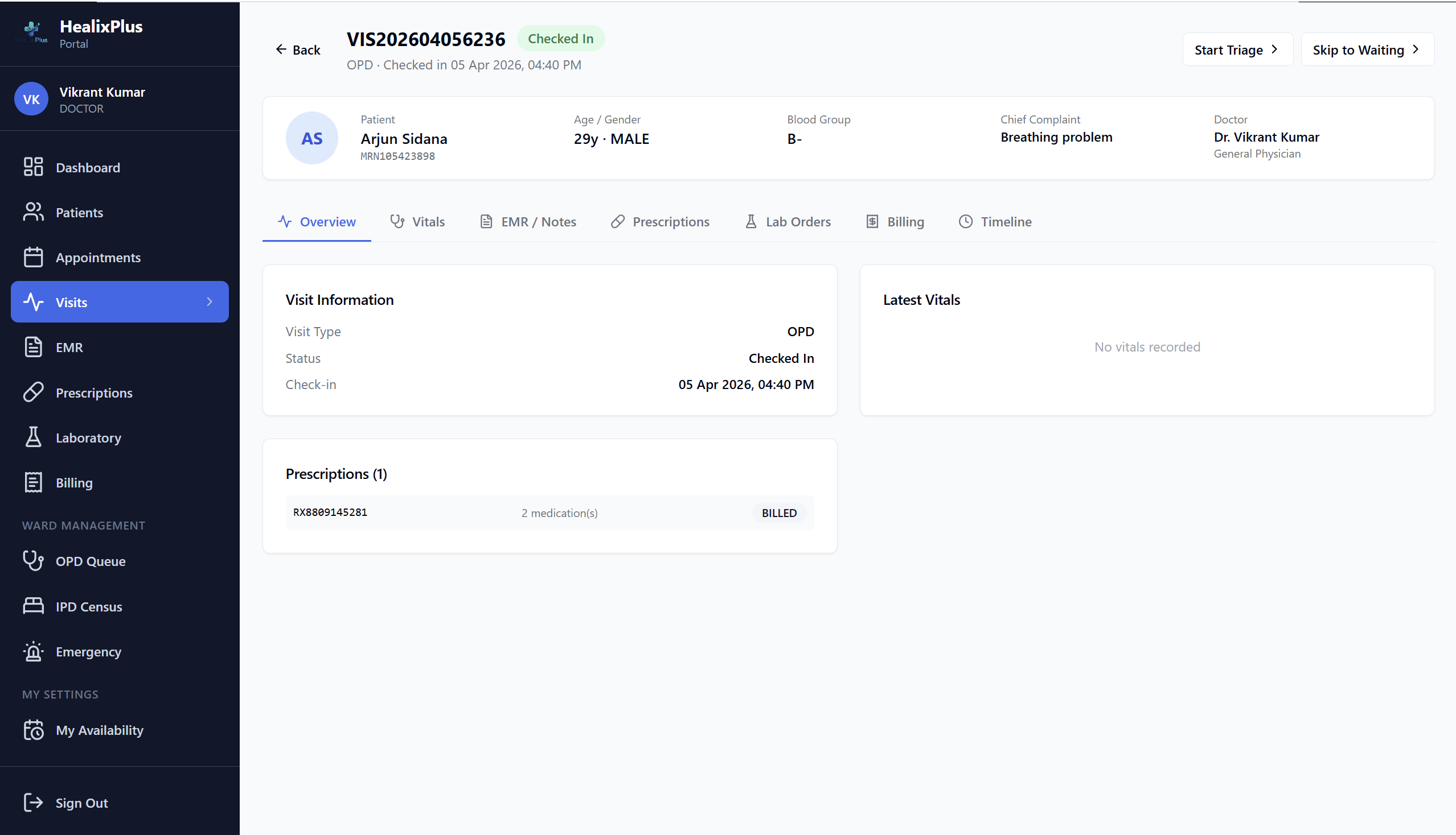 HealixPlus — Open Visit & Review History