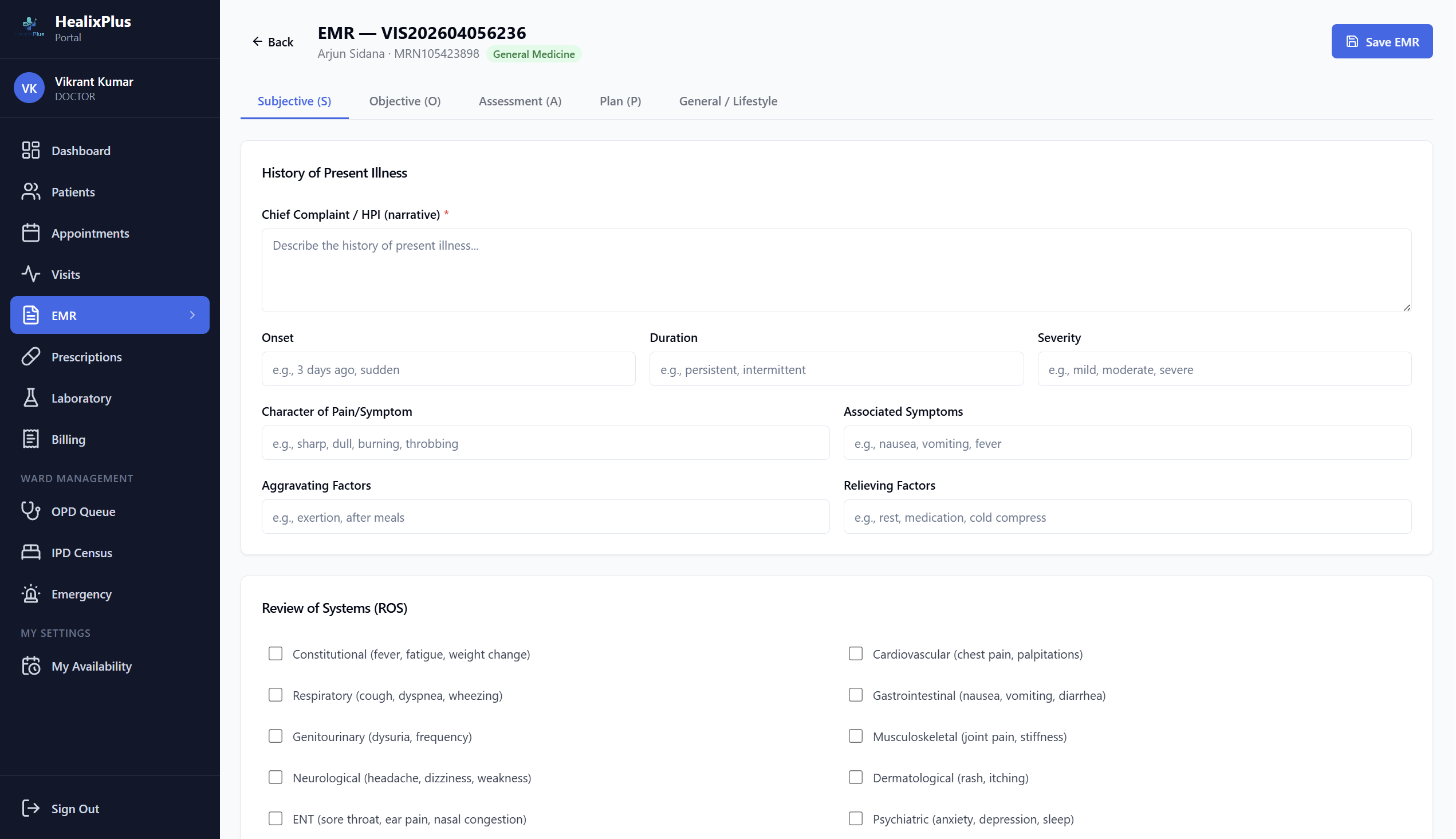 HealixPlus — Document SOAP EMR