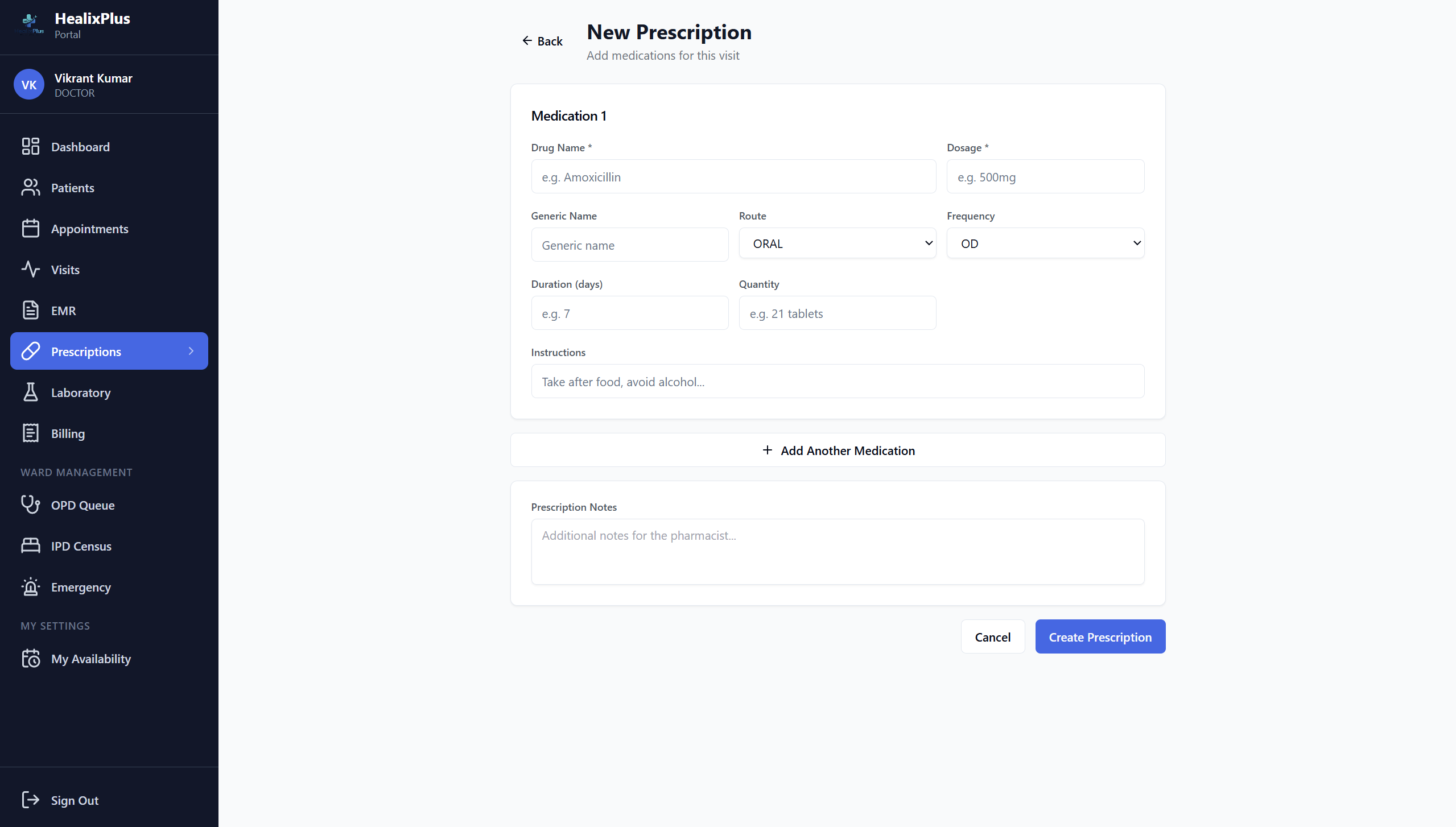 HealixPlus — Order Labs & Issue Prescription